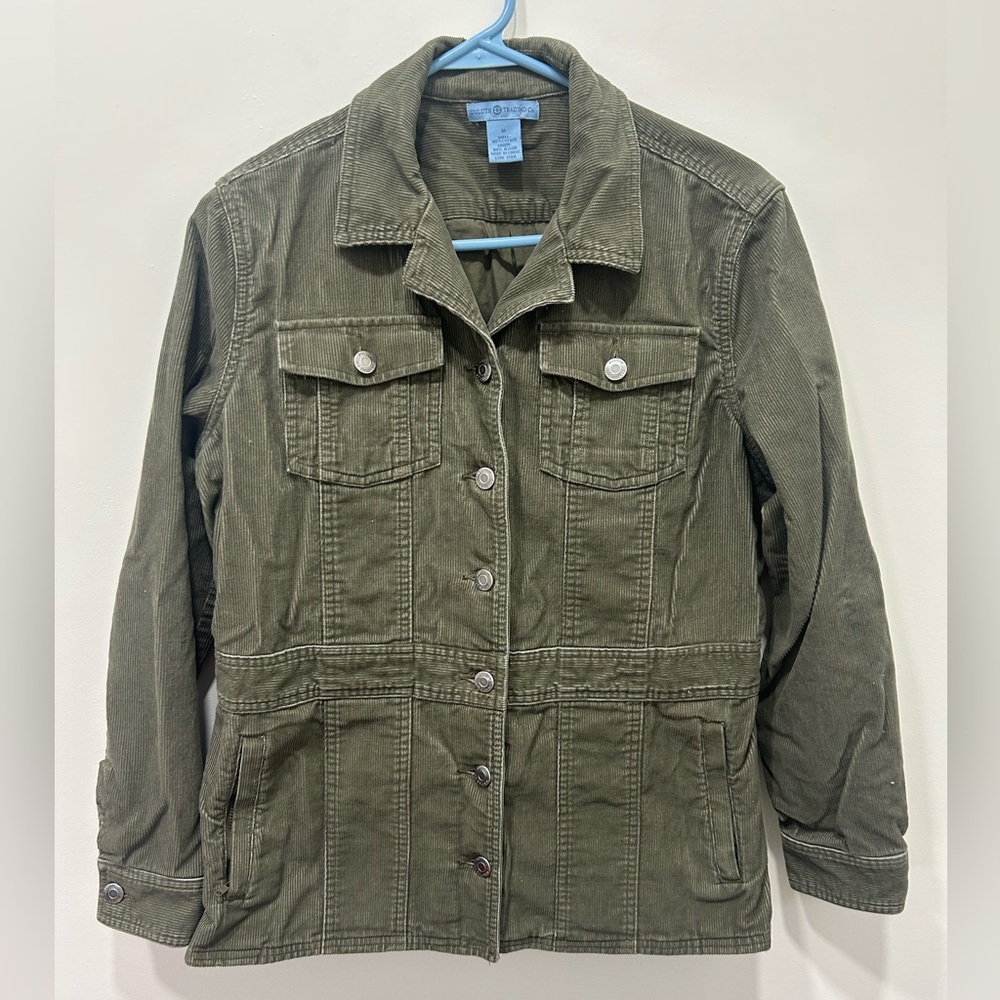 Duluth Trading Jacket Size Medium Army Green‎ Corduroy Chore Casual Women’s
